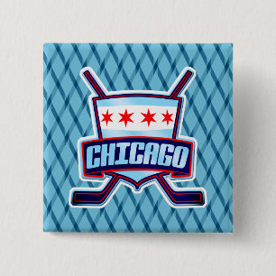 Chicago Ice Hockey Flag Vierkante Button 5,1 Cm