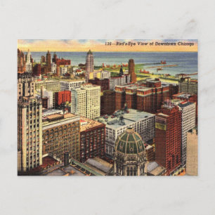 Chicago IL, Bird's Eye Uitzicht 1943 stijl Briefkaart