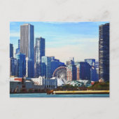 Chicago IL - Chicago Skyline and Navy Pier Briefkaart (Voorkant)