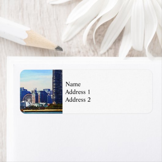 Chicago IL - Chicago Skyline and Navy Pier Etiket (Insitu)