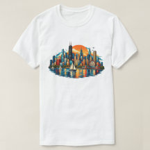 Chicago IL - Chicago Zonsondergang Skyline Waterfr