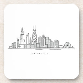 Chicago IL Cityscape Illustration Bier Onderzetter