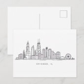 Chicago IL Cityscape Illustration Briefkaart (Voorkant / Achterkant)