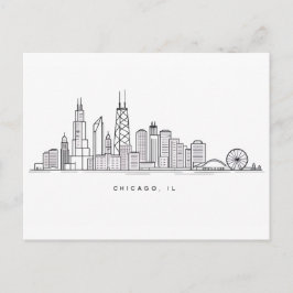 Chicago IL Cityscape Illustration Briefkaart