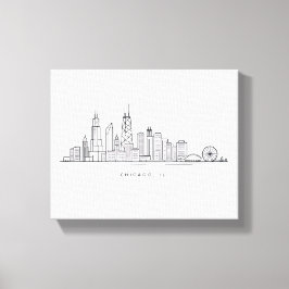 Chicago IL Cityscape Illustration Canvas Afdruk