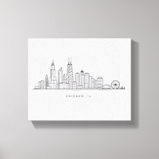 Chicago IL Cityscape Illustration Canvas Afdruk (Voorkant)