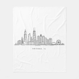Chicago IL Cityscape Illustration Fleece Deken