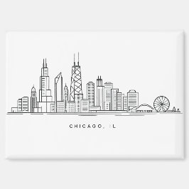 Chicago IL Cityscape Illustration Magneet