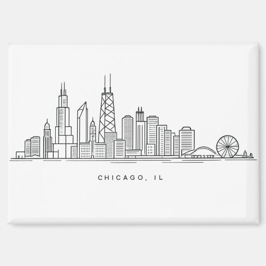 Chicago IL Cityscape Illustration Magneet (Voorkant)