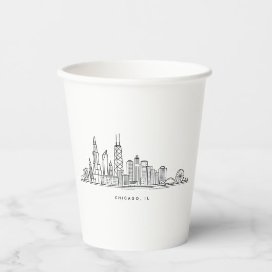 Chicago IL Cityscape Illustration Papieren Bekers (Voorkant)