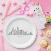 Chicago IL Cityscape Illustration Papieren Bordje (Feest)