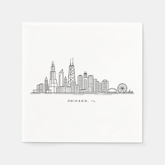 Chicago IL Cityscape Illustration Servet (Voorkant)