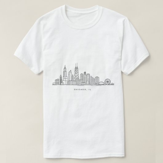 Chicago IL Cityscape Illustration T-shirt (Design voorkant)