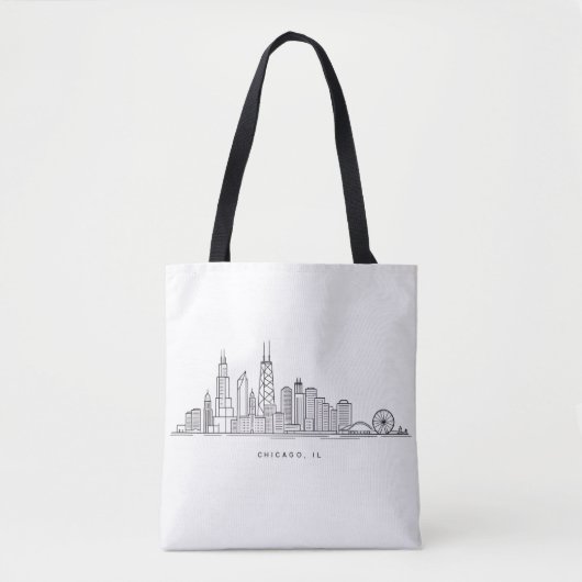 Chicago IL Cityscape Illustration Tote Bag (Voorkant)