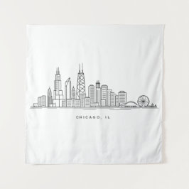 Chicago IL Cityscape Illustration Wandkleed