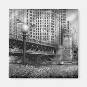 Chicago, IL - DuSable Bridge gebouwd in 1920 - BW Magneet (Voorkant)