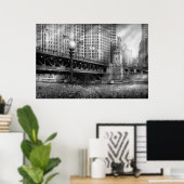Chicago, IL - DuSable Bridge gebouwd in 1920 - BW Poster (Thuiskantoor)