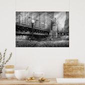 Chicago, IL - DuSable Bridge gebouwd in 1920 - BW Poster (Keuken)