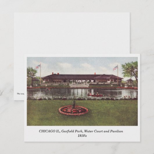 Chicago IL, Garfield Park, Water Court 1910s uitzi Briefkaart (Voorkant / Achterkant)