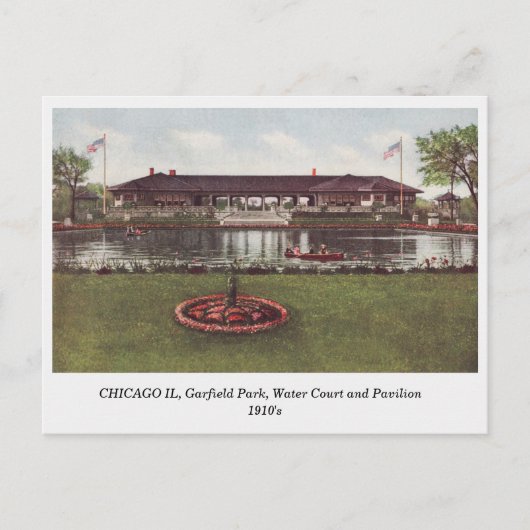 Chicago IL, Garfield Park, Water Court 1910s uitzi Briefkaart (Voorkant)
