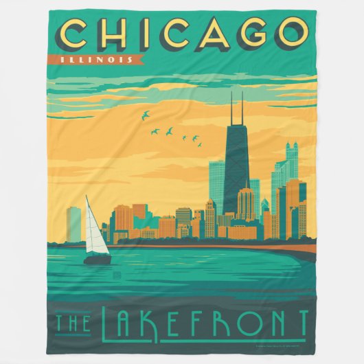 Chicago, IL - Geniet van de Lakefront Fleece Deken (Voorkant)