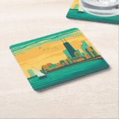 Chicago, IL - Geniet van de Lakefront Kartonnen Onderzetters (Schuin)