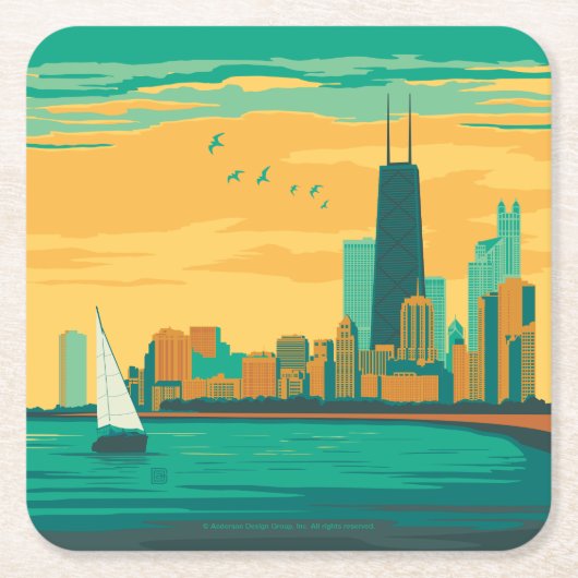 Chicago, IL - Geniet van de Lakefront Kartonnen Onderzetters (Voorkant)