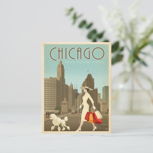 Chicago, IL - Geniet van Michigan Avenue Briefkaart (Staand voorkant)