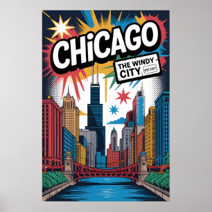 Chicago IL Graffiti Stedelijk Reisposter  Poster