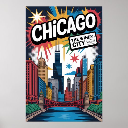 Chicago IL Graffiti Stedelijk Reisposter Poster (Voorkant)