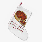 Chicago IL Illinois Deep Dish Pepperoni Pizza Pie Kleine Kerstsok (Voorkant (Hangend))