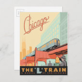 Chicago, IL-L-trein Briefkaart (Voorkant / Achterkant)