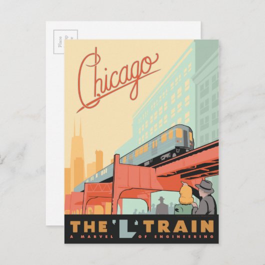 Chicago, IL-L-trein Briefkaart (Voorkant / Achterkant)