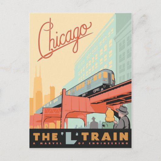 Chicago, IL-L-trein Briefkaart (Voorkant)