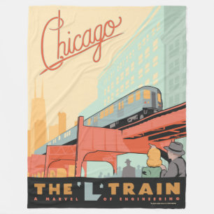 Chicago, IL-L-trein Fleece Deken