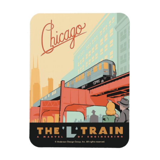 Chicago, IL-L-trein Magneet (Verticaal)