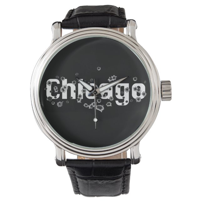 Chicago IL Maffia Geschiedenis Boss Gunshots Gaten Horloge (Voorkant)