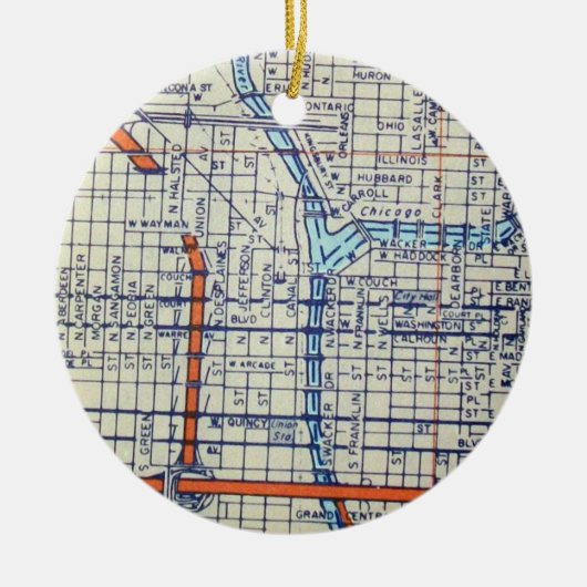 Chicago, IL  Map Keramisch Ornament (Voorkant)