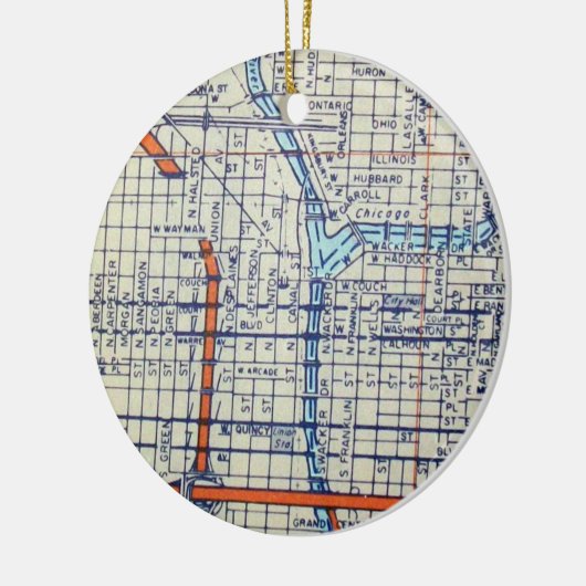 Chicago, IL  Map Keramisch Ornament (Links)