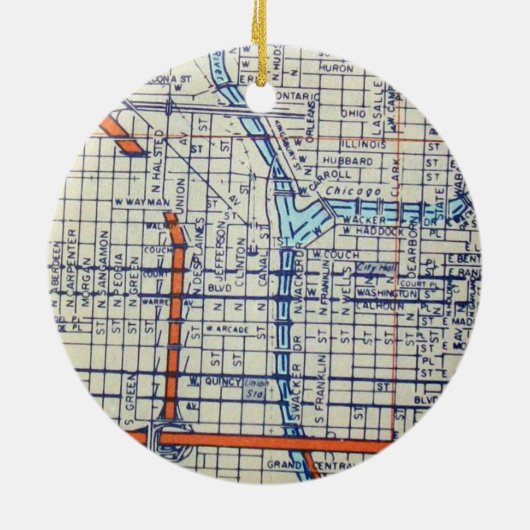 Chicago, IL  Map Keramisch Ornament (Achterkant)