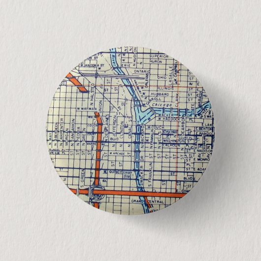 Chicago, IL  Map Ronde Button 3,2 Cm (Voorkant)