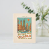 Chicago IL Miracle Mile Retro Briefkaart (Staand voorkant)