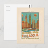 Chicago IL Miracle Mile Retro Briefkaart (Voorkant / Achterkant)