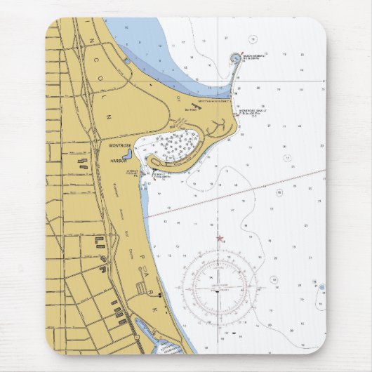 Chicago IL Montrose Harbour Nautical Chart Mousepa Muismat (Voorkant)