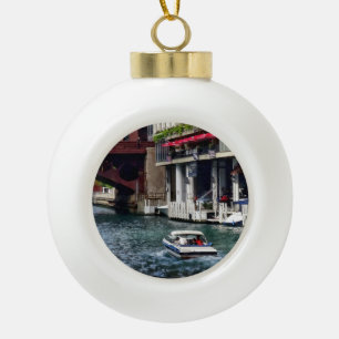 Chicago IL - Motorboot bij Dearborn Street Bridge Keramische Bal Ornament