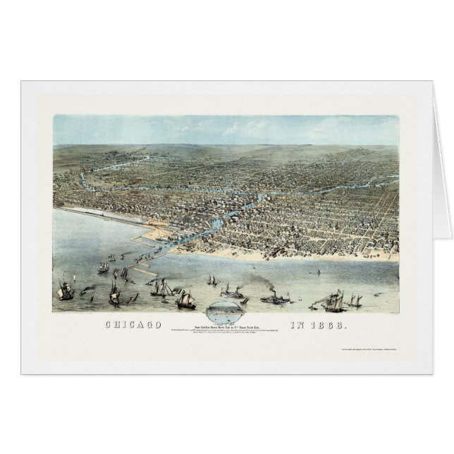 Chicago, IL Panorama Map - 1868 (Voorkant Horizontaal)