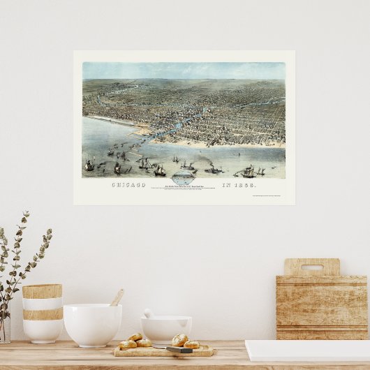 Chicago, IL Panorama Map - 1868 Poster (Keuken)