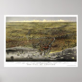 Chicago, IL Panorama Map - 1874 Poster (Voorkant)