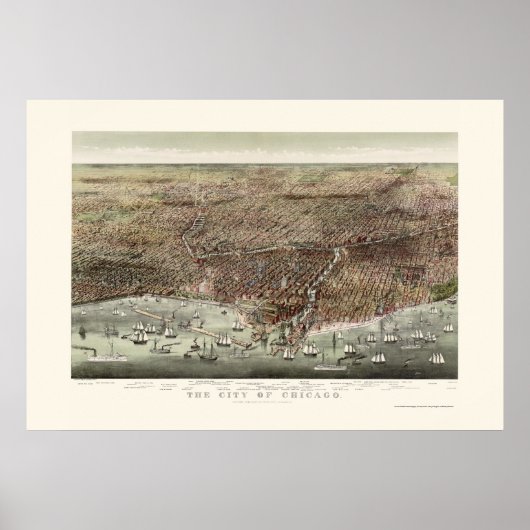 Chicago, IL Panorama Map - 1892b Poster (Voorkant)