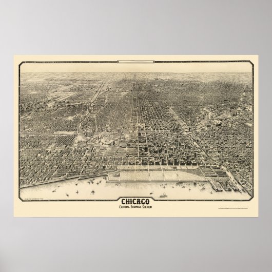 Chicago, IL Panorama Map - 1916 Poster (Voorkant)